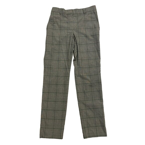 Mango MNG womens plaid suit pant cigarette trouser sz 2 green plaid pockets - Picture 1 of 9